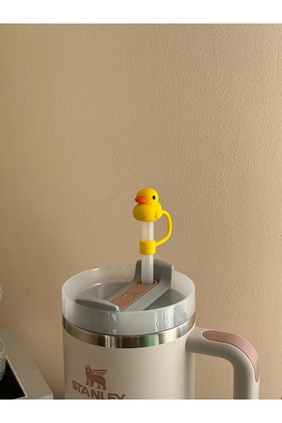 ÇAKRA Cute Duck Model Dust-Proof Silicone Leak-Proof Straw Cover 1 Piece Compatible with Stanley Thermos