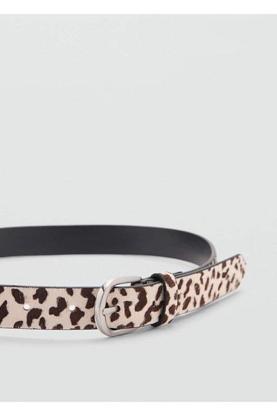 Mango Teen Leopard Print Leather Belt