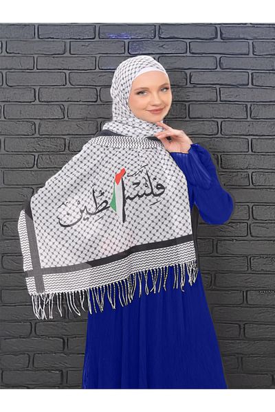 SHİC MAĞAZA Cotton, Koton Puşi, Poşu, Palestine Flag Kefiye Shawl Scarf