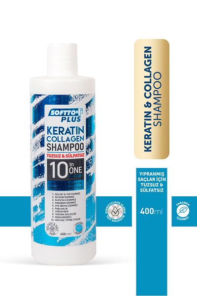 Softto Plus Keratin Collagen for Processed and Damaged Hair Shampoo 400Ml--Hidden Beauty--