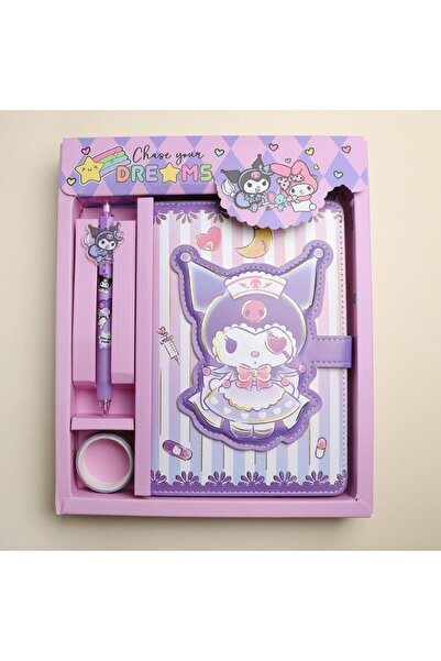 Genel Markalar Sanrio Kuromi- Defter- Kalem Bant Set Mor