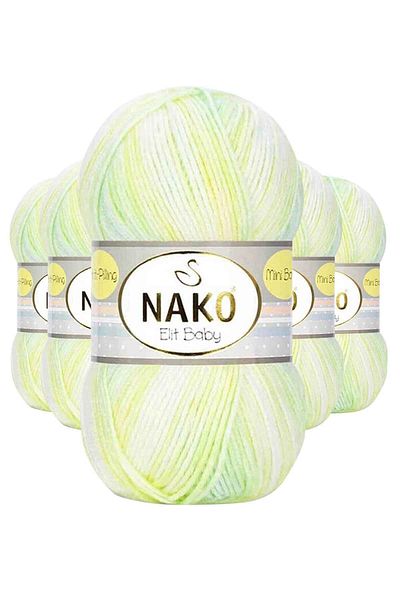 NAKO Yellow Green Mini Batik Baby Hand Knitting - 5 Pieces 32424