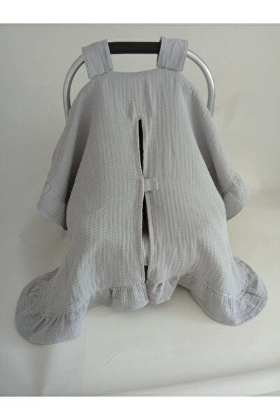 Wenaris 4 KAT MUSLİN Puset örtüsü  Puset minderi 2 parça gri