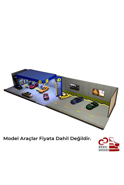 ÜRETİM 1/64 Ölçek Opet Benzinlik Diorama Otopark Diecast Model Araba Sergileme Rafı Maket Diorama Oyuncak