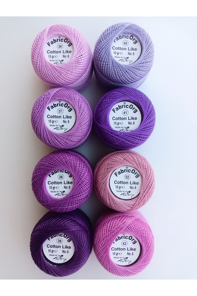 fabricorg مجموعة خيوط قطنية تشبه الإيتامين مكونة من 8 قطع 8 (10 جرام رقم 8)