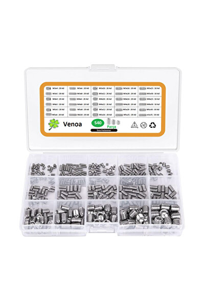 Venoa Ps540 Paslanmaz Setskur Vida Seti M3, M4, M5 Çantalı 540 Parça