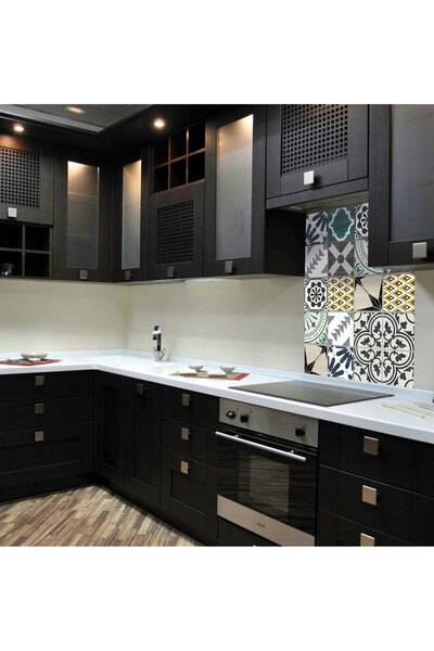 TİNK Kendinden Yapışkanlı Retro Yeşil Desenli Pvc Karo 10x10 Cm 20'li Paket