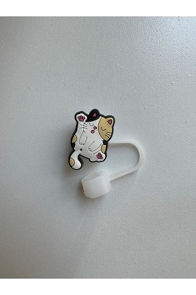 ÇAKRA Cute Cat Model Silicone Dustproof Leak Proof Straw Cover Compatible with 1 Thermos