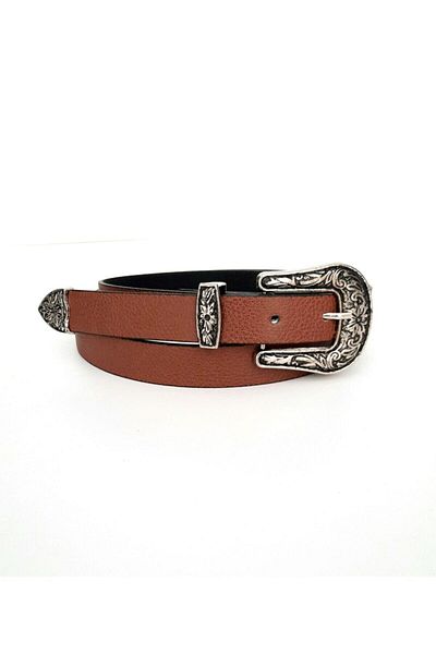 Kemerix Women's Suit Buckle Tan Belt
