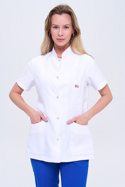 TIPTEKS Judge Collar Jacket Boy Short Sleeve White Coat Women Doctor Nurse Lab Coat
