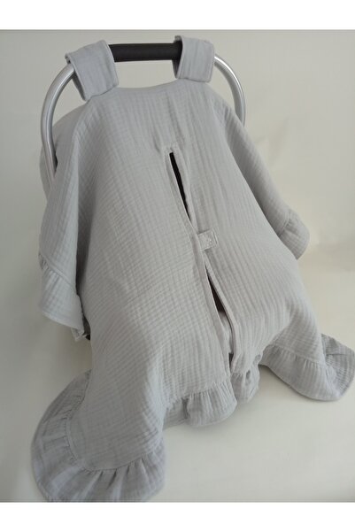 Wenaris 4 KAT MUSLİN Puset örtüsü, Puset minderi, Puset çarşafı, 3 parça gri