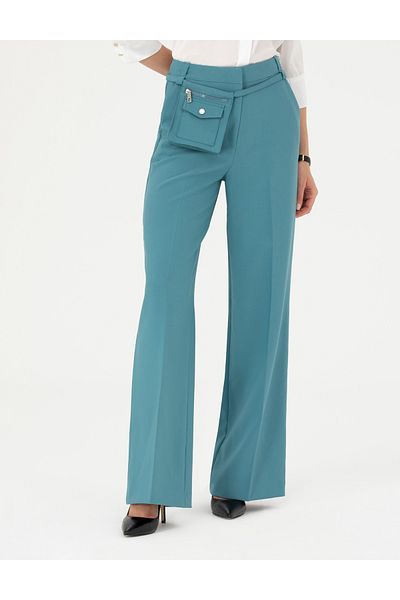 Pierre Cardin Petrol Palazzo Fabric Pants 50273084 -Vr102