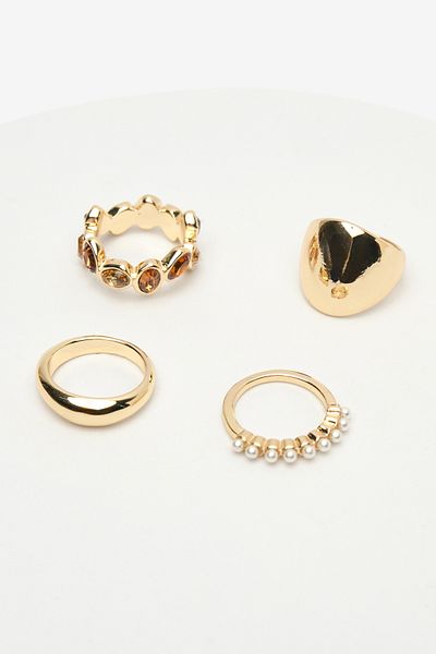 Penti Gold Colored Pearl Ring Set