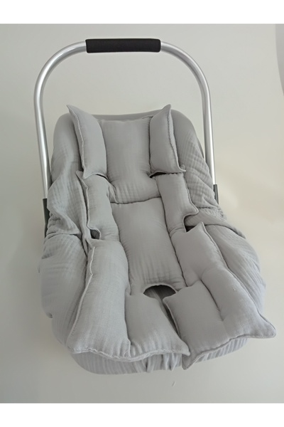 Wenaris وسادة عربة أطفال من الموسلين 4 طبقات - قطعة واحدة باللون الرمادي