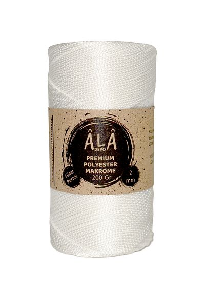 aladepo Πολυεστερική Μακραμέ Premium - Σούπερ Λαμπρός Σακίδιο Σχοινί 2mm, 200 Γραμμάρια