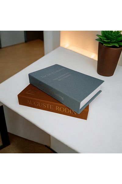 BayCazip Декоративни кутии за книги, покрити с плат, комплект от 2 бр
