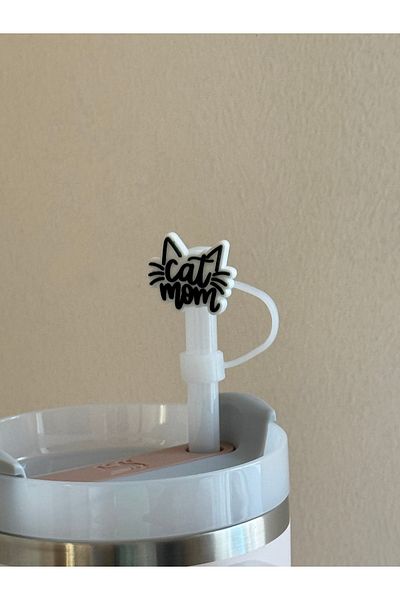 ÇAKRA Cute Cat Model Silicone Dust-Proof Leak-Proof Straw Lid Compatible with 1 Thermos