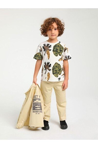 Jack Lions Βαμβακερό μπλουζάκι για αγόρι με στάμπα σε φύλλα