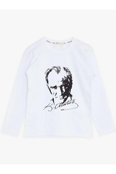 Breeze Παιδική μπλούζα με στάμπα Ataturk με λεπτή μακρυμάνικη βαμβακερή μπλούζα