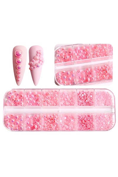 Venalisa 12'li Karışık Boy Nail Art Inci Taşları Tırnak Süsleme Lotus Root St...