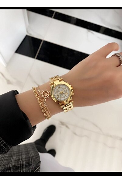 ÇENÇEN Kadın Altın Klasik Çelik Vintage Kol Saati