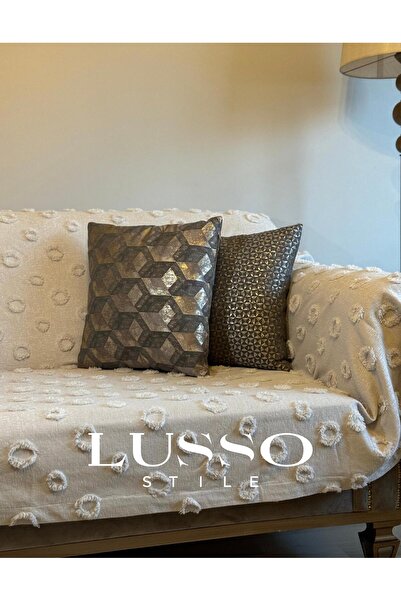 lusso stile Ponpon Koltuk Örtüsü Taş Rengi 180x 300