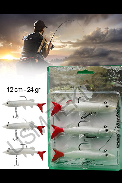usmtekno Sasi Yem 3 Adet 12 Cm 24gr.silikon Balık Rapala Lures Yapay Yem Sili...