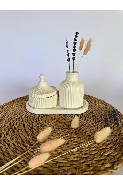 Bernami Set de lumânări parfumate în vază decorativă în miniatură cu dungi, P...