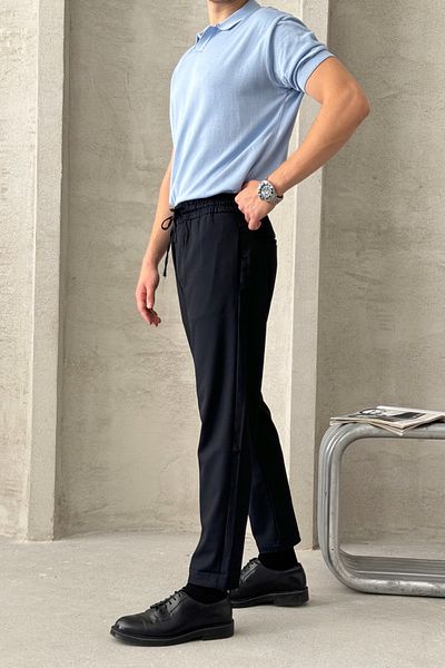 HYMAN Comfortable Men's Fabric Trousers - Elastic Waist