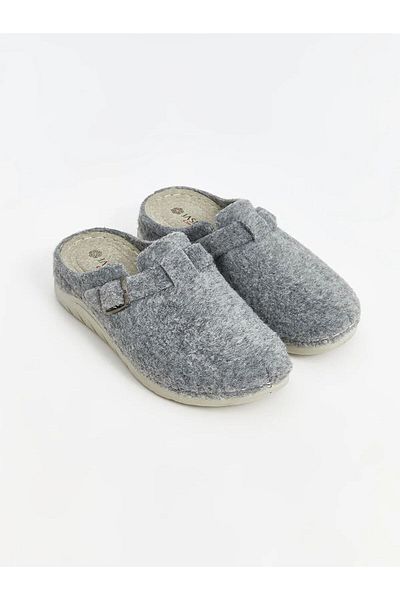 LC Waikiki Γυναικείες παντόφλες σπιτιών Jasmine Life Grey Buckle