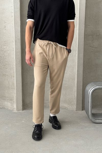 HYMAN Comfortable Men's Fabric Trousers - Elastic Waist