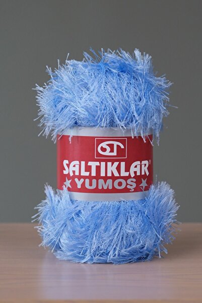 SALTIKLAR Premium Yumoş Sakallı Örgü Ipi Tüylü Ip Sakallı Ip 100gr/140m A Kalite Bebe Mavi-07