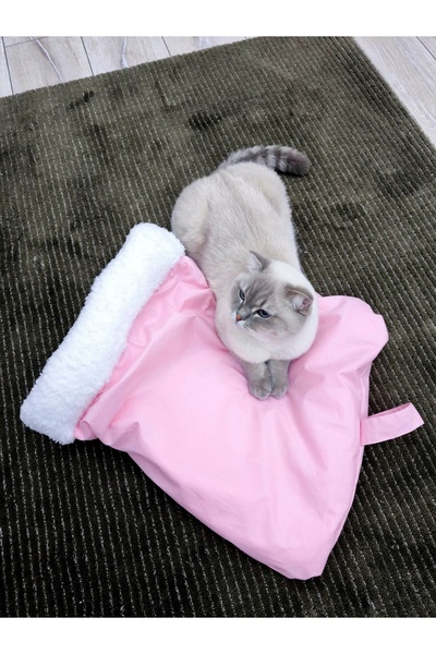 Quun Kedi köpek uyku tulumu yatak Pembe Beyaz velsoft şık tasarım box