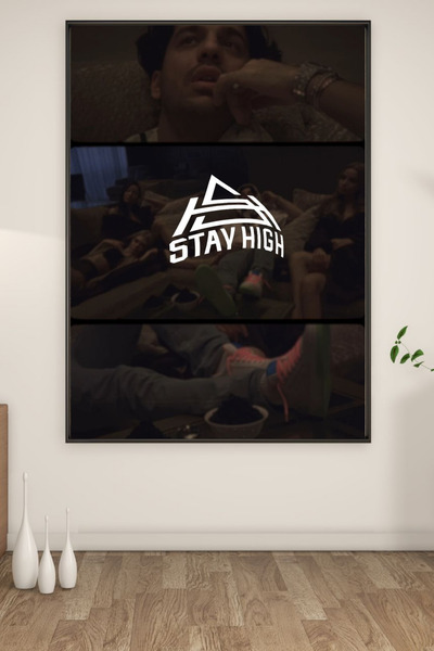 BS BASKI A3 SİYAH ÇERÇEVELİ STAY HIGH UFO361 BASKILI TABLO