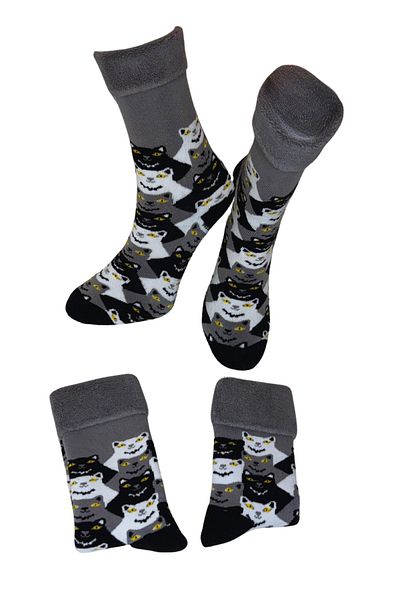 PJ & Me Cat Patterned Fleece and Thermal Socks