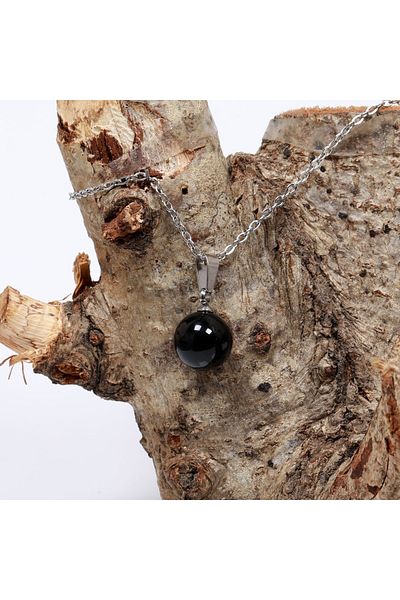 Taş Sandığı Onyx Stone Steel Necklace - 10 mm
