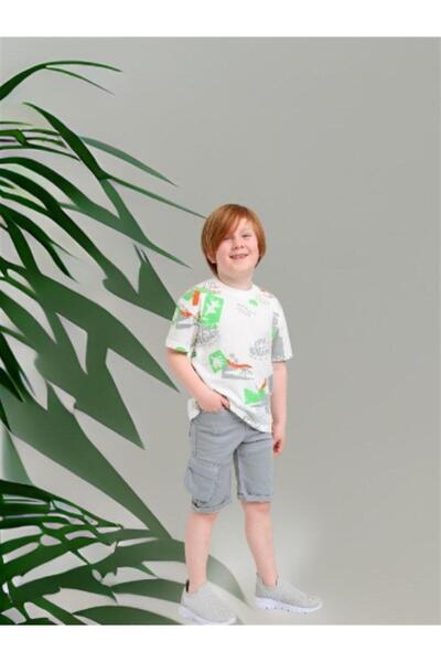 Jack Lions Μπλουζάκι με στάμπα από βαμβακερό νέον δεινόσαυρο για αγόρι με γρα...