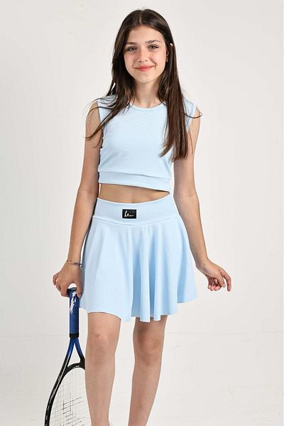 tunays shopping Zero Sleeve Crop Body and Shorts Skirt Athlete Set