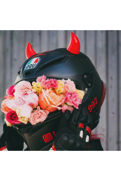 glowify prime glowify prime Şeyan Boynuz Tasarımlı Motosiklet Aksesuarı (KASK DAHİL DEĞİL) - Kırımızı Renk