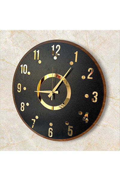 AA Shop Siyah Renk Gold Gri Aynalı Sayılı Sessiz Hediyelik Ahşap Dekoratif De...