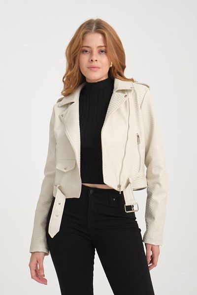 İLKCET MODA Slim Women's Jacket with Snakeskin Detail