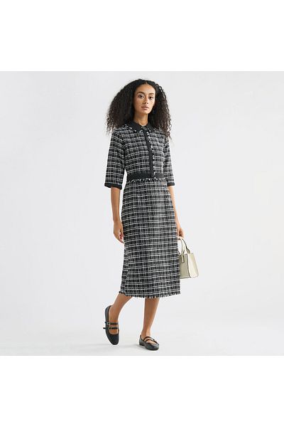 FAV Checked Shift Dress with Slit