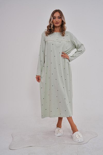 Mecit Pijama Mecit 6152 Pistachio Green Γυναικείο νυχτικό 100% βαμβάκι μεγάλου μεγέθους