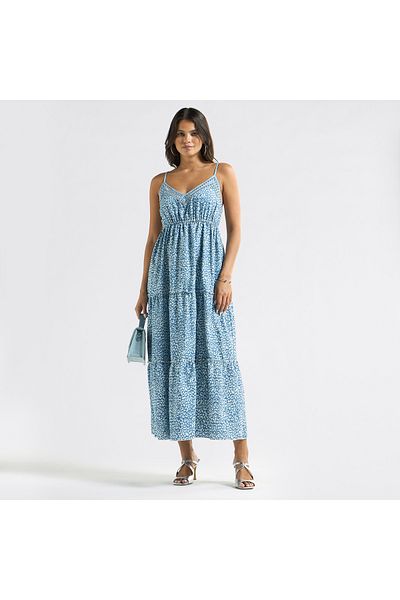 FAV All-Over Animal Print Sleeveless Tiered Dress