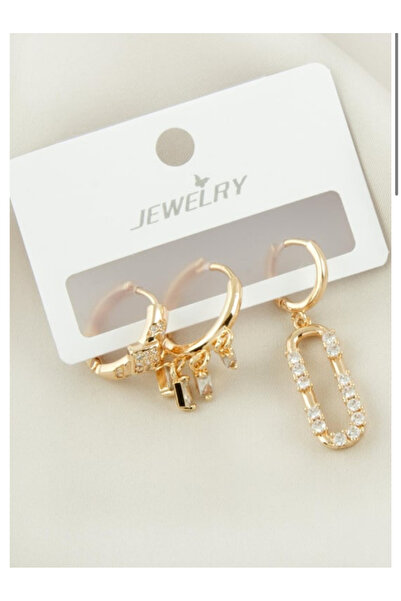 Petek Collection أقراط بيضاوية من حجر الزركون مكونة من 3 قطع، هدية رأس السنة ...