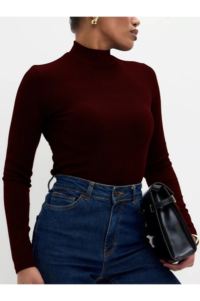 BNK Shop Γυναικεία μακρυμάνικη μπλούζα με μακρυμάνικο σώμα με λευκό γιακά