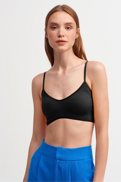 Moda1001 Sutien cu curea de frânghie cu decolteu în V - negru