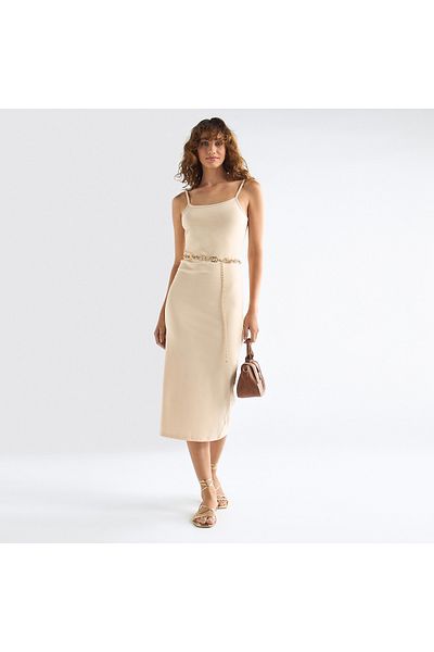 FAV Sleeveless Bodycon Dress with Adjustable Spaghetti Straps