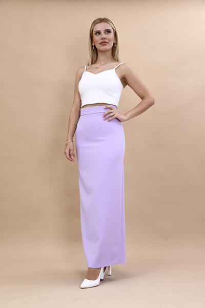 ÖNDER ÖZSOY Uzun Düz Dar Etek-Menekşe