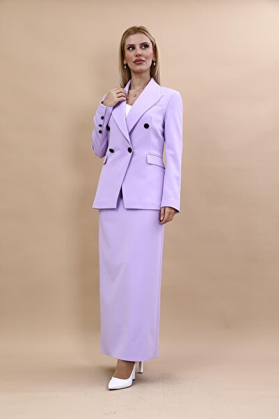 ÖNDER ÖZSOY Men's Lapel Cross-Collar Jacket & Long Straight Skirt - Violet - ...